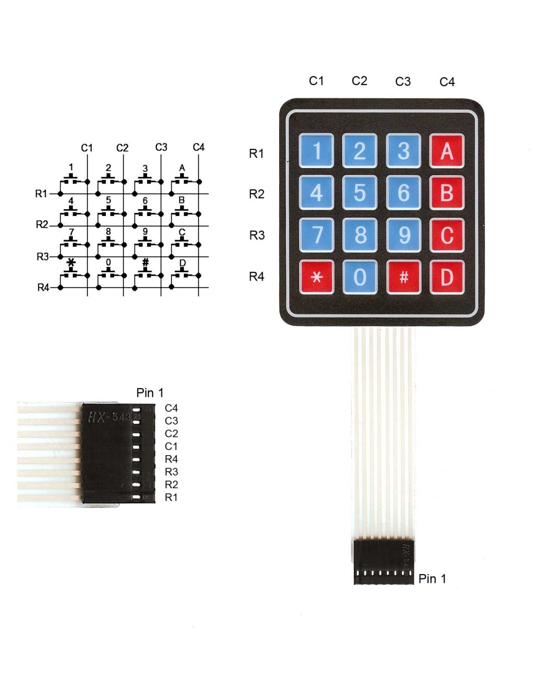 4x4 Matrix Keypad Membrane Switch